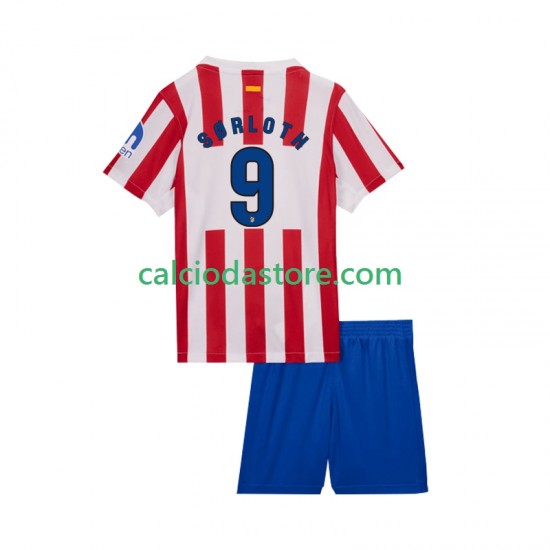 Maglia Atlético Madrid Alexander Sorloth 9 Gara Home Completo Bambino 2-13 Anni 2025-2026 MC Maglia Atlético Madrid Alexander Sorloth 9 Gara Home Completo Bambino 2-13 Anni 2025-2026 MC