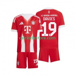 Maglia FC Bayern München Alphonso Davies 19 Gara Home Completo Bambino 2-13 Anni 2025-2026 MC
