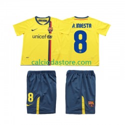Maglia FC Barcelona A INIESTA 8 2009 Retro Gara Away Completo Bambino 2-13 Anni 2008 MC