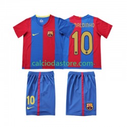 Maglia FC Barcelona RONALDINHO 10 2007 Retro Gara Home Completo Bambino 2-13 Anni 2006 MC