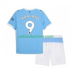 Maglia Manchester City Erling Haaland 9 Gara Home Completo Bambino 2-13 Anni 2025-2026 MC