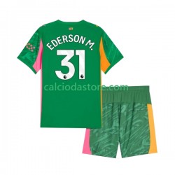 Maglia Portiere Manchester City Ederson Moraes 31 Gara Home Completo Bambino 2-13 Anni 2025-2026 MC