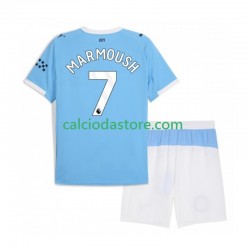 Maglia Manchester City Omar Marmoush 7 Gara Home Completo Bambino 2-13 Anni 2025-2026 MC