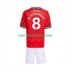 Maglia Manchester United Bruno Fernandes 8 Gara Home Completo Bambino 2-13 Anni 2025-2026 MC
