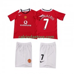 Maglia Manchester United Cristiano Ronaldo 7 Retro Gara Home Completo Bambino 2-13 Anni 2004 2006 MC