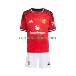 Maglia Manchester United Gara Home Completo Bambino 2-13 Anni 2025-2026 MC