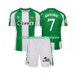 Maglia Real Betis Antony 7 Gara Home Completo Bambino 2-13 Anni 2025-2026 MC