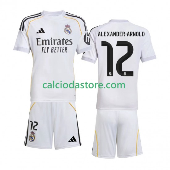 Maglia Real Madrid Alexander-Arnold 12 Gara Home Completo Bambino 2-13 Anni 2025-2026 MC Maglia Real Madrid Alexander-Arnold 12 Gara Home Completo Bambino 2-13 Anni 2025-2026 MC