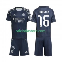 Maglia Real Madrid Endrick 16 Gara Away Completo Bambino 2-13 Anni 2025-2026 MC