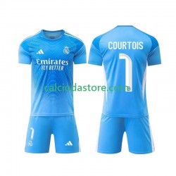 Maglia Portiere Real Madrid Thibaut Courtois 1 Gara Home Completo Bambino 2-13 Anni 2025-2026 MC