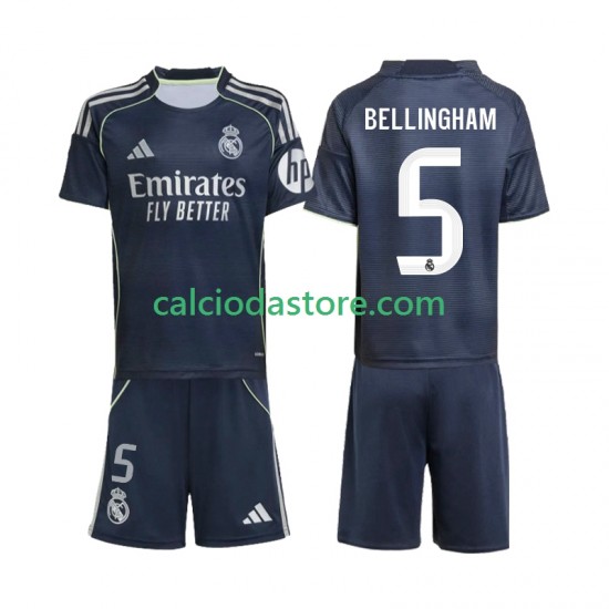 Maglia Real Madrid Jude Bellingham 5 Gara Away Completo Bambino 2-13 Anni 2025-2026 MC Maglia Real Madrid Jude Bellingham 5 Gara Away Completo Bambino 2-13 Anni 2025-2026 MC