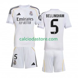 Maglia Real Madrid Jude Bellingham 5 Gara Home Completo Bambino 2-13 Anni 2025-2026 MC