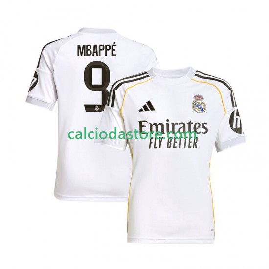 Maglia Real Madrid Mbappé Kylian 9 Gara Home Uomo 2025-2026 MC Maglia Real Madrid Mbappé Kylian 9 Gara Home Uomo 2025-2026 MC