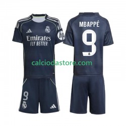 Maglia Real Madrid Mbappé Kylian 9 Gara Away Completo Bambino 2-13 Anni 2025-2026 MC