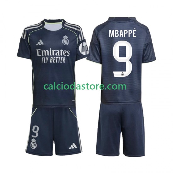 Maglia Real Madrid Mbappé Kylian 9 Gara Away Completo Bambino 2-13 Anni 2025-2026 MC Maglia Real Madrid Mbappé Kylian 9 Gara Away Completo Bambino 2-13 Anni 2025-2026 MC