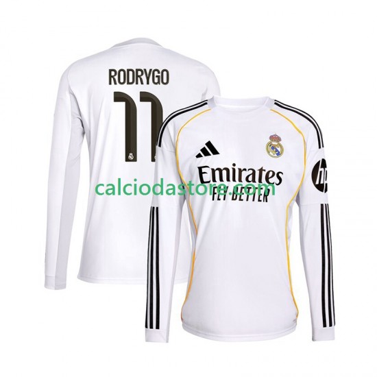 Maglia Real Madrid Rodrygo 11 Gara Home Uomo 2025-2026 ML Maglia Real Madrid Rodrygo 11 Gara Home Uomo 2025-2026 ML