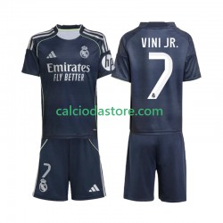 Maglia Real Madrid Vinicius Junior 7 Gara Away Completo Bambino 2-13 Anni 2025-2026 MC