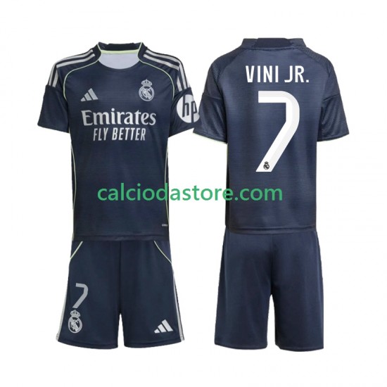 Maglia Real Madrid Vinicius Junior 7 Gara Away Completo Bambino 2-13 Anni 2025-2026 MC Maglia Real Madrid Vinicius Junior 7 Gara Away Completo Bambino 2-13 Anni 2025-2026 MC