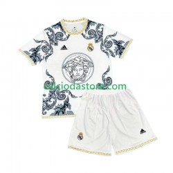 Maglia Real Madrid Versace White Edition Gara Home Completo Bambino 2-13 Anni 2024-2025 MC