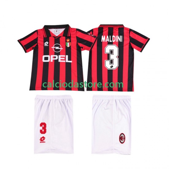 Maglia AC Milan MALDINI 3 1996 1997 Retro Gara Home Completo Bambino 2-13 Anni MC Maglia AC Milan MALDINI 3 1996 1997 Retro Gara Home Completo Bambino 2-13 Anni MC