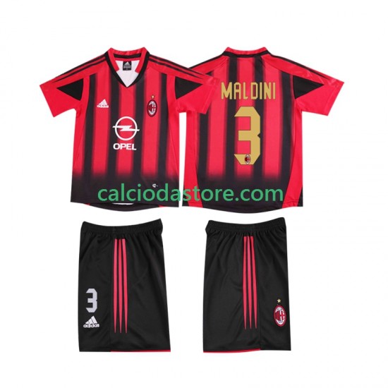 Maglia AC Milan MALDINI 3 2005 Retro Gara Home Completo Bambino 2-13 Anni 2004 MC Maglia AC Milan MALDINI 3 2005 Retro Gara Home Completo Bambino 2-13 Anni 2004 MC