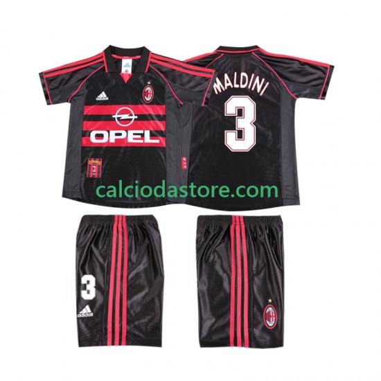 Maglia AC Milan MALDINI 3 Retro Gara Terza Completo Bambino 2-13 Anni 1998 1999 MC