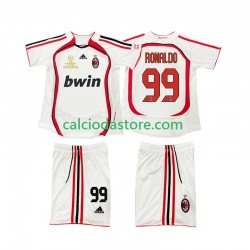 Maglia AC Milan RONALDO 9 2007 Retro Gara Away Completo Bambino 2-13 Anni 2006 MC