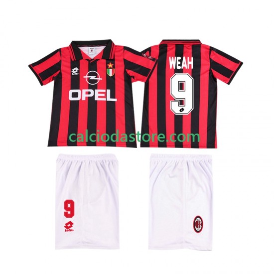 Maglia AC Milan WEAH 9 1996 1997 Retro Gara Home Completo Bambino 2-13 Anni MC
