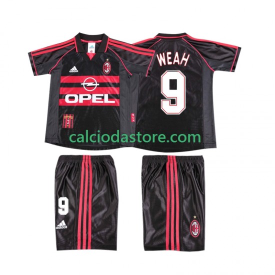 Maglia AC Milan WEAH 9 Retro Gara Terza Completo Bambino 2-13 Anni 1998 1999 MC Maglia AC Milan WEAH 9 Retro Gara Terza Completo Bambino 2-13 Anni 1998 1999 MC