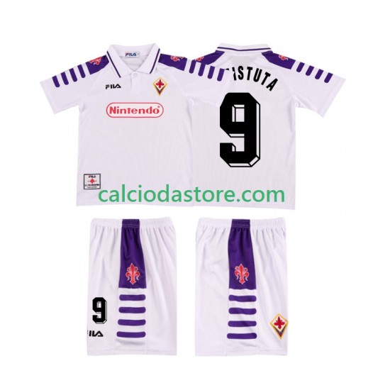 Maglia ACF Fiorentina BASTUTA 9 Retro Gara Away Completo Bambino 2-13 Anni 1998 1999 MC