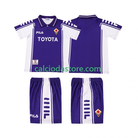 Maglia ACF Fiorentina 2000 Retro Gara Home Completo Bambino 2-13 Anni 1999 MC Maglia ACF Fiorentina 2000 Retro Gara Home Completo Bambino 2-13 Anni 1999 MC