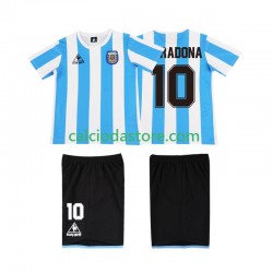 Maglia Argentina MARADONA 10 1986 Retro Gara Home Completo Bambino 2-13 Anni MC