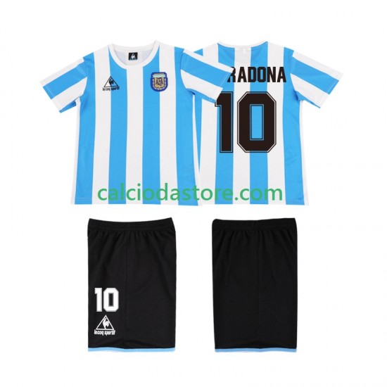 Maglia Argentina MARADONA 10 1986 Retro Gara Home Completo Bambino 2-13 Anni MC