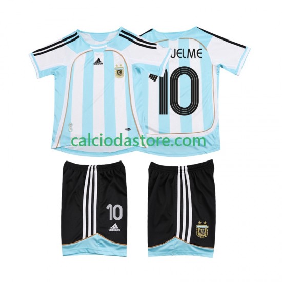 Maglia Argentina RIQUELME 10 2007 Retro Gara Home Completo Bambino 2-13 Anni 2006 MC
