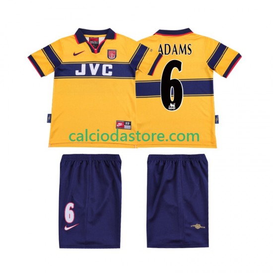 Maglia Arsenal ADAMS 6 1997 Retro Gara Away Completo Bambino 2-13 Anni 1999 MC Maglia Arsenal ADAMS 6 1997 Retro Gara Away Completo Bambino 2-13 Anni 1999 MC