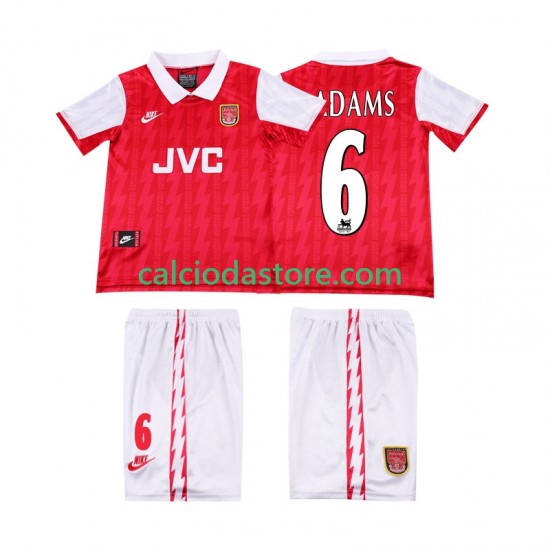 Maglia Arsenal ADAMS 6 1996 Retro Gara Home Completo Bambino 2-13 Anni 1994 MC