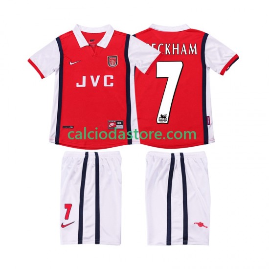 Maglia Arsenal BECKHAM 7 Retro Gara Home Completo Bambino 2-13 Anni 1998 1999 MC