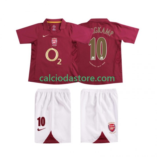 Maglia Arsenal BERGKAMP 10 2005 Retro Gara Home Completo Bambino 2-13 Anni 2006 MC Maglia Arsenal BERGKAMP 10 2005 Retro Gara Home Completo Bambino 2-13 Anni 2006 MC