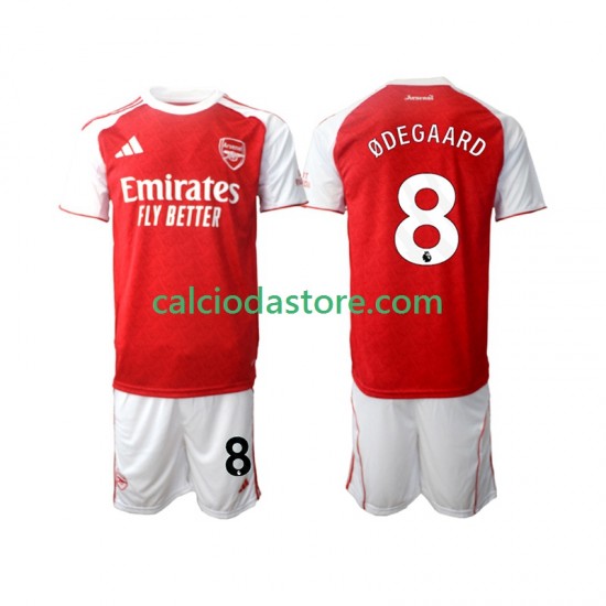 Maglia Arsenal Martin Odegaard 8 Gara Home Completo Bambino 2-13 Anni 2025-2026 MC