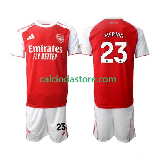 Maglia Arsenal Merino 23 Gara Home Completo Bambino 2-13 Anni 2025-2026 MC