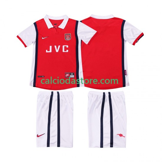 Maglia Arsenal Retro Gara Home Completo Bambino 2-13 Anni 1998 1999 MC