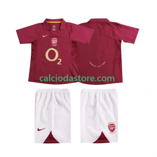 Maglia Arsenal 2005 Retro Gara Home Completo Bambino 2-13 Anni 2006 MC Maglia Arsenal 2005 Retro Gara Home Completo Bambino 2-13 Anni 2006 MC