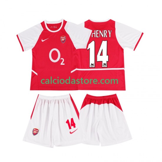 Maglia Arsenal Thierry Henry 14 2003 Retro Gara Home Completo Bambino 2-13 Anni 2002 MC Maglia Arsenal Thierry Henry 14 2003 Retro Gara Home Completo Bambino 2-13 Anni 2002 MC