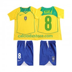 Maglia Brasile KAKA 8 Retro Gara Home Completo Bambino 2-13 Anni 2004 MC