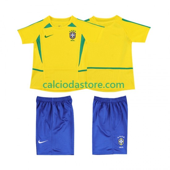 Maglia Brasile Retro Gara Home Completo Bambino 2-13 Anni 2002 MC