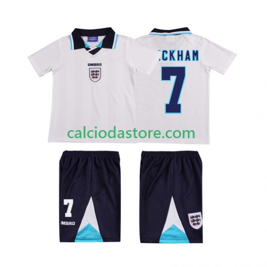 Maglia Inghilterra Beckham 7 1996 Retro Gara Home Completo Bambino 2-13 Anni MC Maglia Inghilterra Beckham 7 1996 Retro Gara Home Completo Bambino 2-13 Anni MC