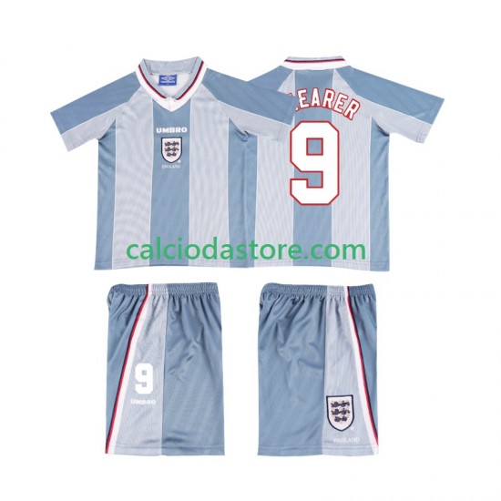 Maglia Inghilterra SHEARER 9 1996 Retro Gara Away Completo Bambino 2-13 Anni MC