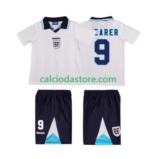 Maglia Inghilterra SHEARER 9 1996 Retro Gara Home Completo Bambino 2-13 Anni MC