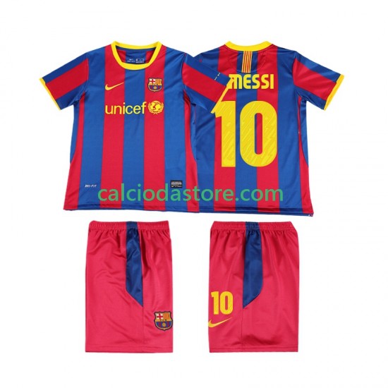 Maglia FC Barcelona Lionel Messi 10 Retro Gara Home Completo Bambino 2-13 Anni 2011 2010 MC
