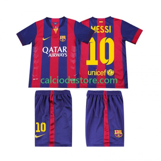 Maglia FC Barcelona Lionel Messi 10 2014 2015 Retro Gara Home Completo Bambino 2-13 Anni MC
